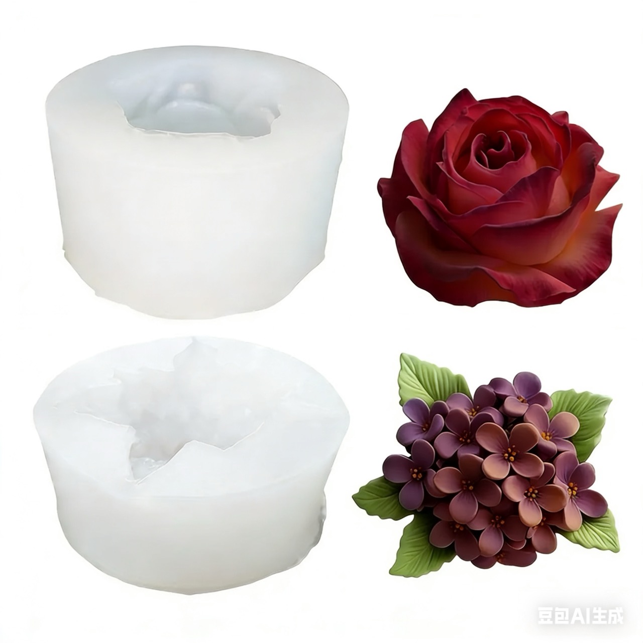 2-Piece 3D Rose and Lilac Sili - مراجعة Soap Making Art وسعره