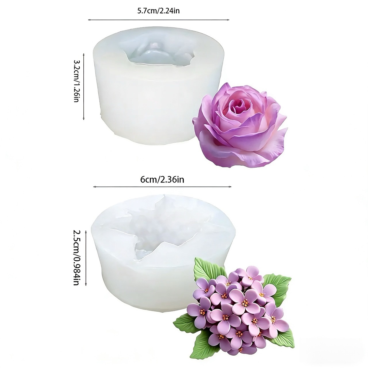 2-Piece 3D Rose and Lilac Sili - مراجعة Soap Making Art وسعره